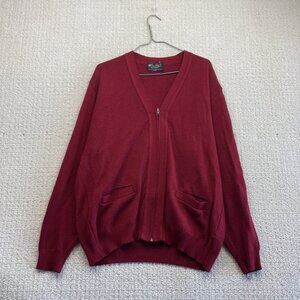 VTG Prince Bellini Knit Full Zip Cardigan Red Sweater Canada Made Men Size L *